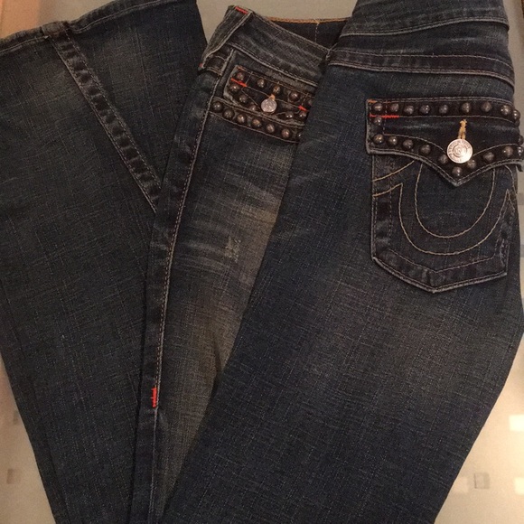 True Religion Joey Studded Bootcut Dark Wash Jeans - Picture 3 of 5